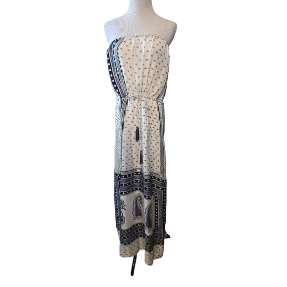Calypso St. Barth Strapless Silk  Maxi Dress Blue Paisley Print Silk Size M - Picture 1 of 15